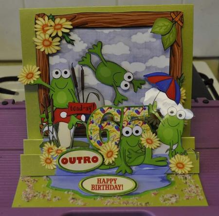 Giant Easel Tableau 3D Card Kit - Frogs Birthday by Jane Appleton-Lowles