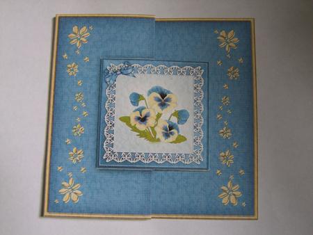 Pansy on Butterfly Lace No-hole Fold Back Card by Jane Blackburn