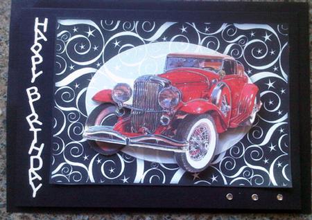 Black & White Swirls & Stars Frame Effect A5 Card Front by Jane Bramley