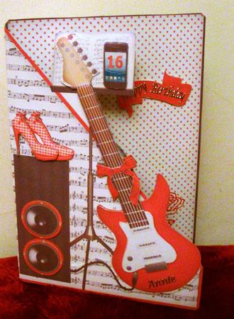 Red Electric Guitar with Red Shoes Mk by jane clark