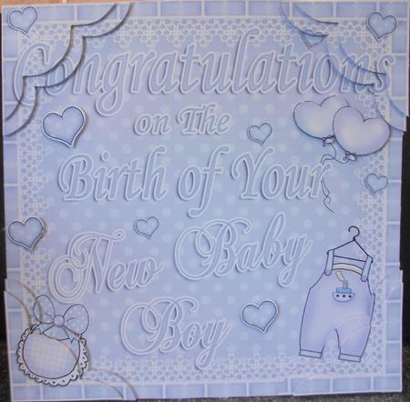 8 x 8 New Baby Boy Scalloped Corner Topper by Jane Craig