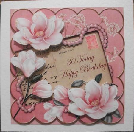 Pink Magnolia 30 Today 8in Extreme Decoupage Cf Kit by Jane Craig