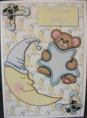 Moon and Stars New Baby Boy by Jane Craig