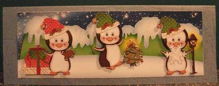 Large Dl Cute Christmas Penguins Quick Card by Jane Craig