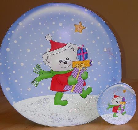 Cute Xmas Teddy Snowglobe Rock N Roll Kit Envelope N Insert by Jane Craig