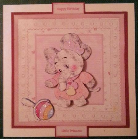 Baby Elephant7x7 Card Mini Kit with Decoupage by Jane Craig