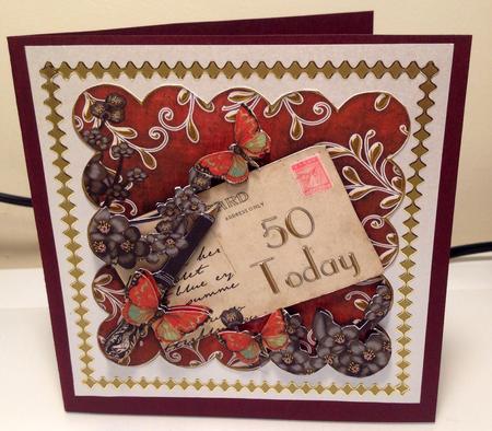Black Blossom Red 50 Today Scallop Postcard Step by Step by Jane Fisher