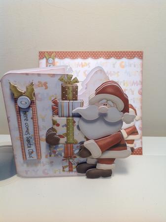 Here Comes Santa Decoupage Shaped Fold Card Kit by Jane Fisher