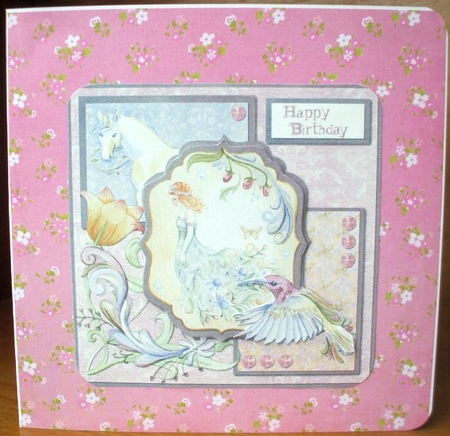 6 x 6 Card Front Unicorn Princess with Toppers and Sentiments by Jane Halton