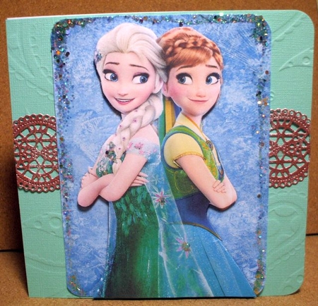 Frozen Elsa and Anna A5 Decoupage by Jane Halton