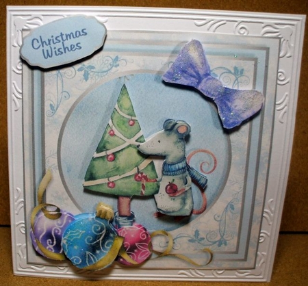 Christmas In Blue 7x7 Card Front - HAVE A MICE CHRISTMAS! by Jane Halton