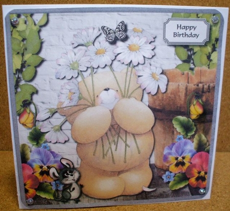 Forever friends bear with flowers by Jane Halton