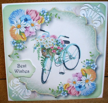 Gorgeous Floral Bicycle - Spring Flowers 8x8 by Jane Halton