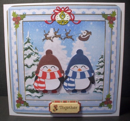 Chilly Christmas Penguins Scene Topper 3 by Jane Halton