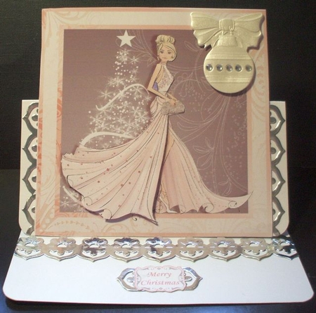 CHRISTMAS LADY IN PINK EVENING DRESS 7.5 Decoupage & Insert Mini Kit by Jane Halton
