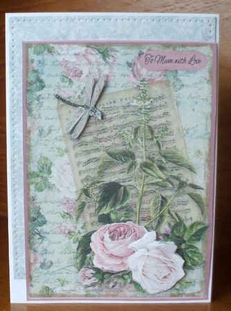 Vintage Roses & Music Card Topper by Jane Halton