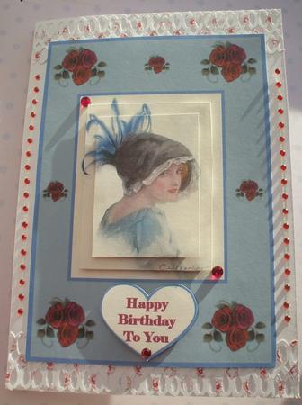 Pretty in Blue Pyramid Card Front by Jane Halton