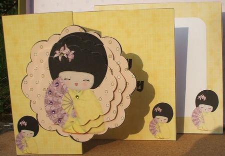 Japanese Girl Scalloped Fold Back Card Kit by Jane Halton