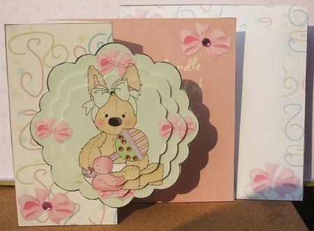 Stuffed Bunny Girl Scalloped Fold Back Card Kit by Jane Halton