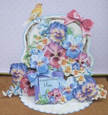 Giant Easel Tableau 3D Card Kit - Watercolour Pansies by Jane Halton