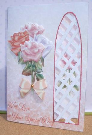 Rose Bouquet Side Trellis Card by Jane Halton