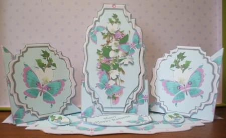 Triple Twist Easel Card - Turquoise Butterflies by Jane Halton