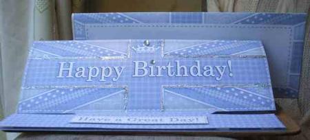Large Dl Uk Shabby Flag Birthday Easel Card Kit N Envelope by Jane Halton