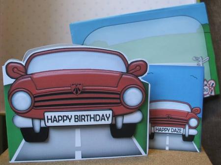 3D Sports Car Shaped Card with Decoupage by Jane Halton