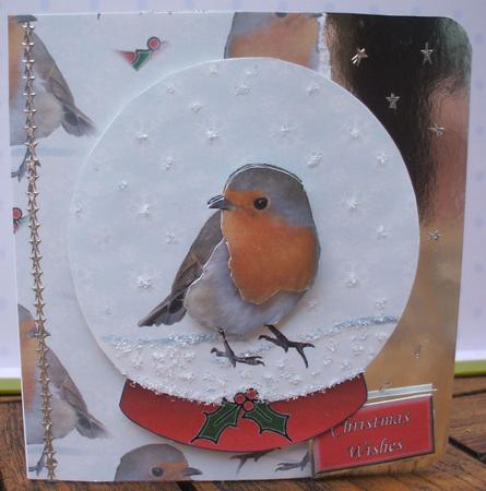 Robin Christmas Snow Globe Decoupage by Jane Halton