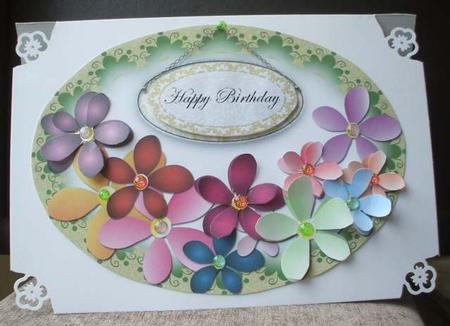 Happy Flowers Various Occasions Oval Topper 1 by Jane Halton