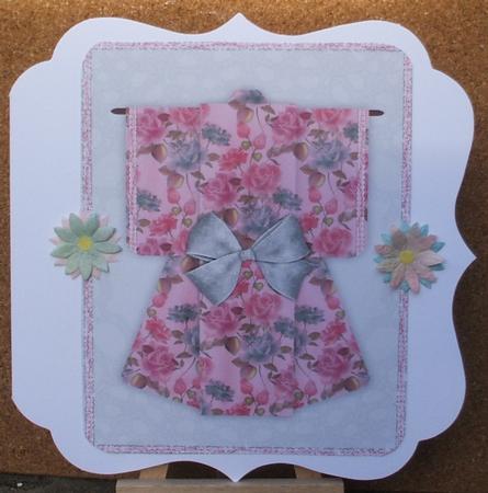 A4 Summer Floral Kimono Card in Silver by Jane Halton