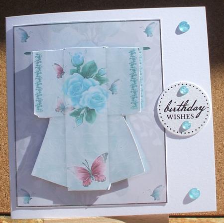A4 Fantasy Rose Kimono Card in Mint by Jane Halton