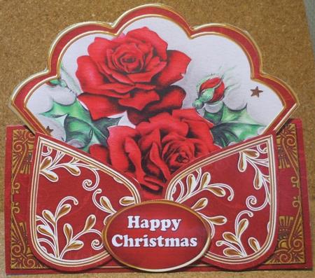 Red Christmas Roses Happy Christmas Scallop Trio Kit by Jane Halton