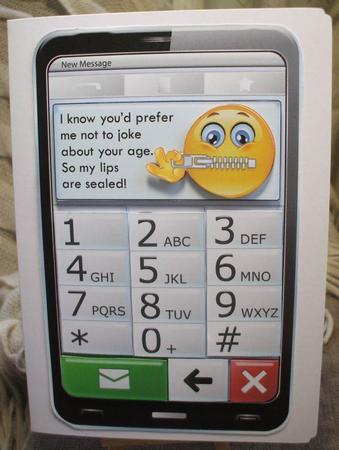 Mobile Phone My Lips Are Sealed Joke Birthday Quick Card by Jane Halton