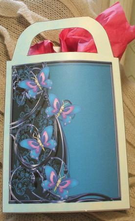 Blue Floral Butterfly Gift Bag 1 by Jane Halton