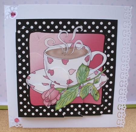 Coffee Time Quick Card with Shell Edged Corner Side Stacker by Jane Halton