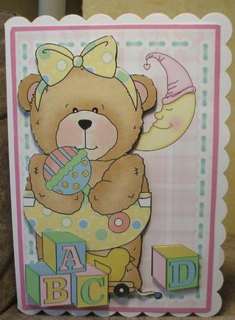 Building Blocks - Baby Girl Teddy with Rattle by Jane Halton