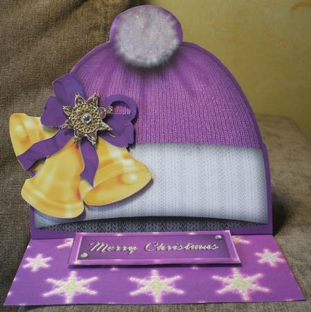 Christmas Purple Hat Easel Card Mini Kit by Jane Halton
