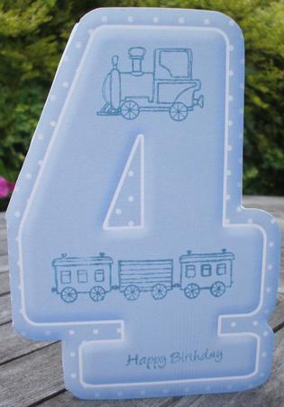 Age 4 Blank Blue Birthday Shape Card by Jane Halton