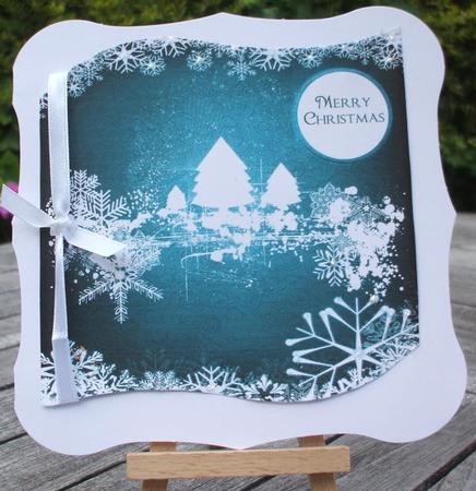 Snowflakes & Trees White Silhouette - Teal by Jane Halton