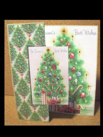 Christmas Tree and Gifts Fold Back Card with Toppers by Jane Halton