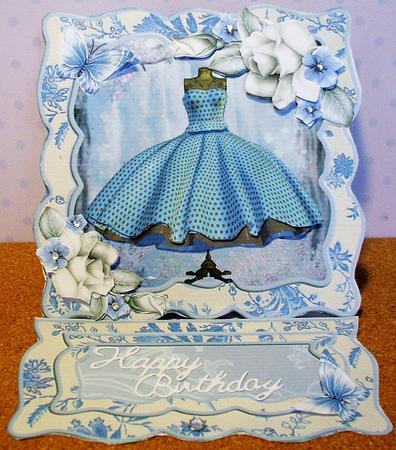 Polka Dot Blue Dress Easel Card Kit by Jane Halton