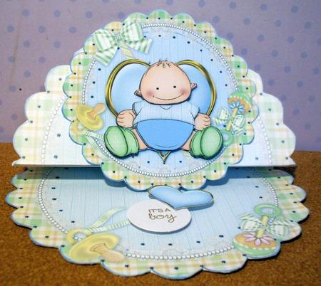 Baby Boy Scalloped Round Easel Card Mini Kit by Jane Halton