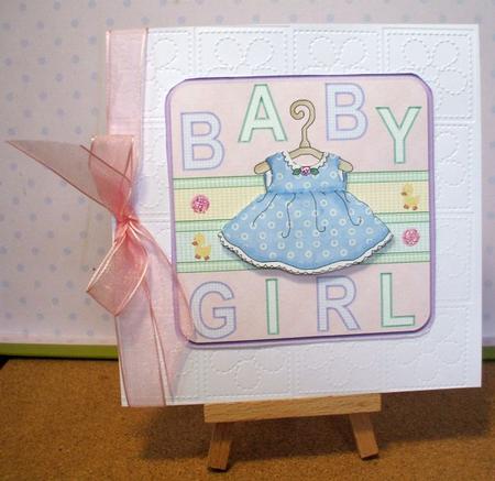 Baby Girl 6x6ins Card Front 2 by Jane Halton