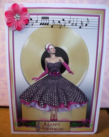 Gold Disc Rock and Roll Lady Decoupage by Jane Halton