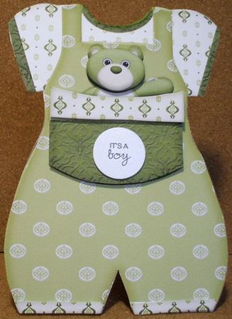 Baby Romper Shaped Card Green Bear by Jane Halton