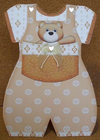 Baby Romper Shaped Card Orange Bear by Jane Halton