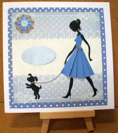 Walking the Dog Blue Folded Skirt Dress Card Kit by Jane Halton