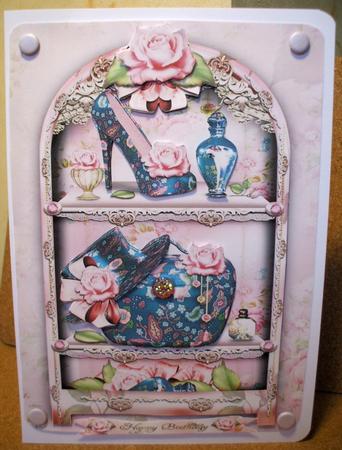 Shabby Chic Dresser with Shelves Full with Ladies Elements by Jane Halton