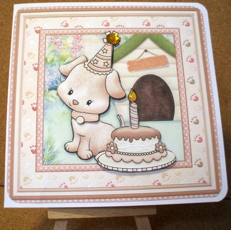 Birthday Puppy 8x8 Mini Kit with Decoupage by Jane Halton